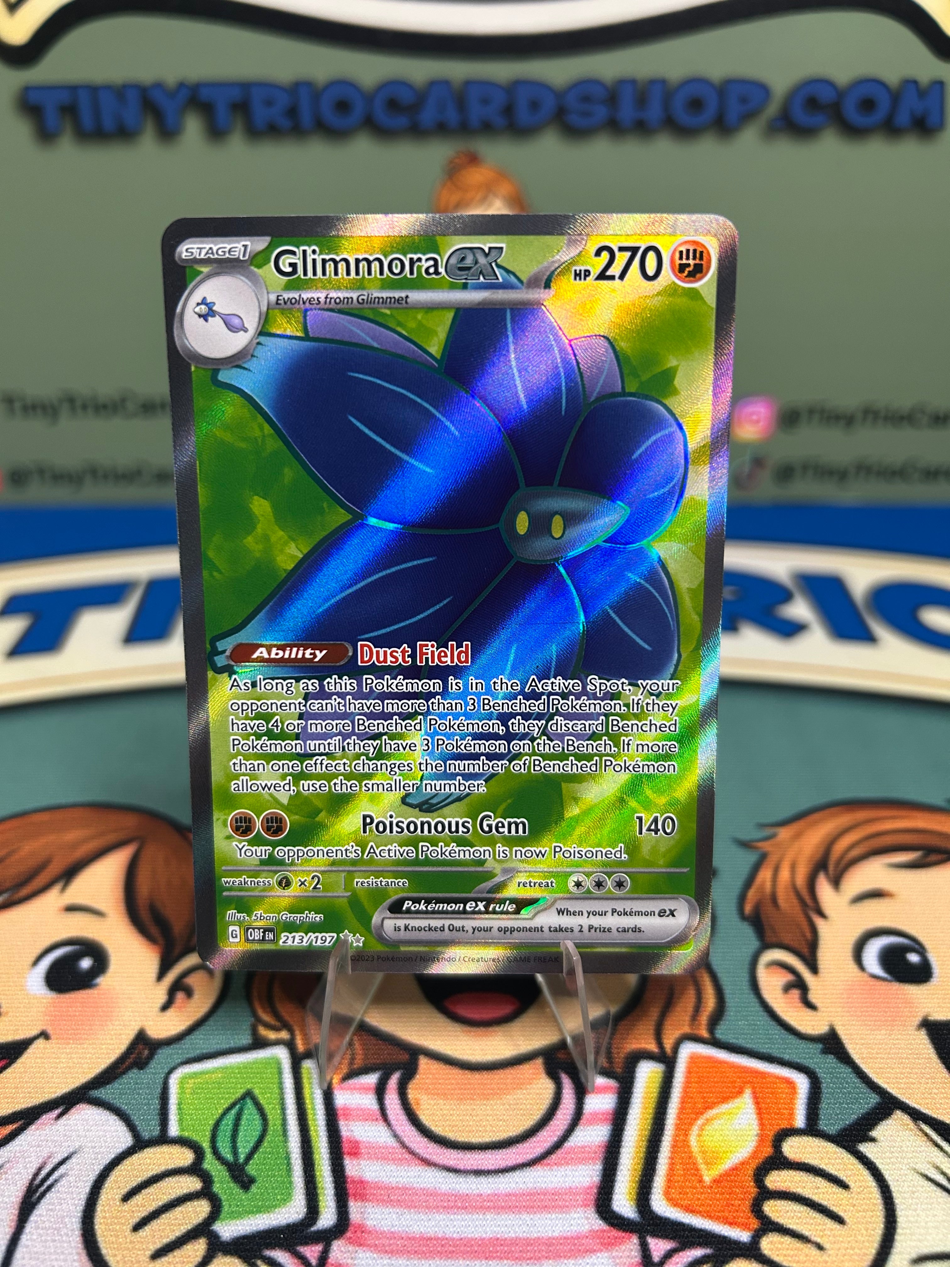 213 197 pokemon card Glimmora ex (213/197) – Tiny Trio Shop Color:Teal Rare Holo Mint Card holofoil pattern or surface 2023 Pokemon SV 151